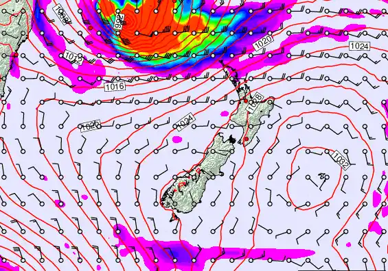 New Zealand forecast chart for Tuesday, March 24th, 2026 at 6:00 PM