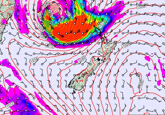 New Zealand forecast chart for Wednesday, March 25th, 2026 at 6:00 AM