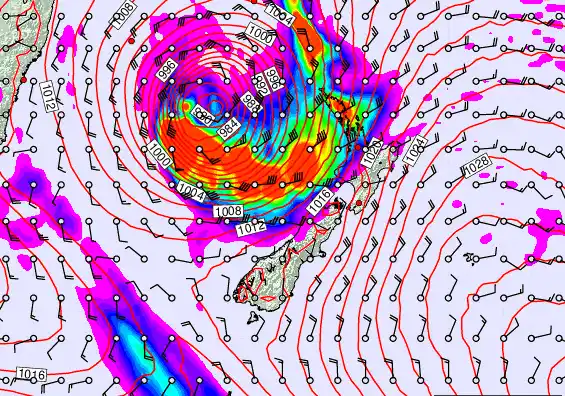 New Zealand forecast chart for Wednesday, March 25th, 2026 at 6:00 PM