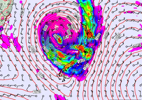 New Zealand forecast chart for Thursday, March 26th, 2026 at 6:00 AM