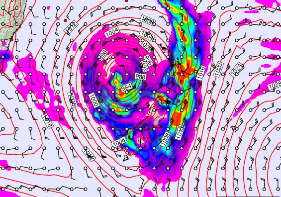 New Zealand forecast chart for Thursday, March 26th, 2026 at 12:00 PM