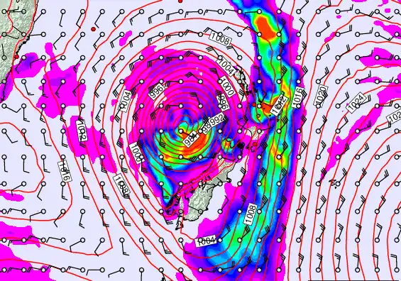 New Zealand forecast chart for Thursday, March 26th, 2026 at 6:00 PM