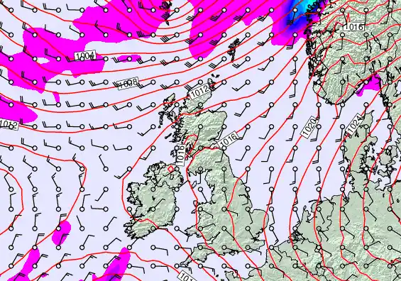 United Kingdom forecast chart for Wednesday, March 18th, 2026 at 6:00 AM