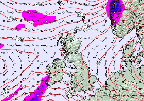 United Kingdom forecast chart for Wednesday, March 18th, 2026 at 12:00 PM