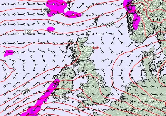 United Kingdom forecast chart for Wednesday, March 18th, 2026 at 6:00 PM