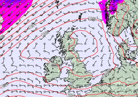 United Kingdom forecast chart for Thursday, March 19th, 2026 at 12:00 PM