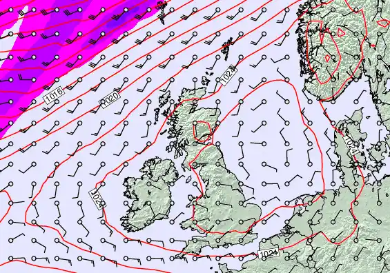 United Kingdom forecast chart for Friday, March 20th, 2026 at 12:00 AM