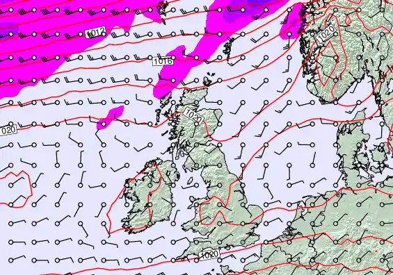United Kingdom forecast chart for Saturday, March 21st, 2026 at 12:00 AM