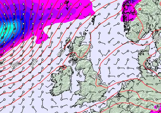 United Kingdom forecast chart for Saturday, March 21st, 2026 at 6:00 PM