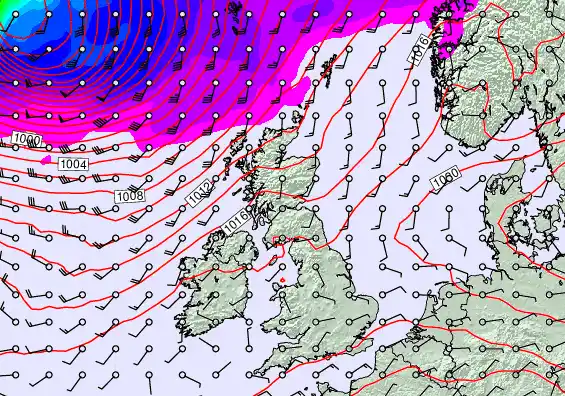 United Kingdom forecast chart for Sunday, March 22nd, 2026 at 12:00 AM