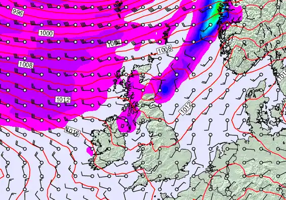 United Kingdom forecast chart for Sunday, March 22nd, 2026 at 6:00 PM