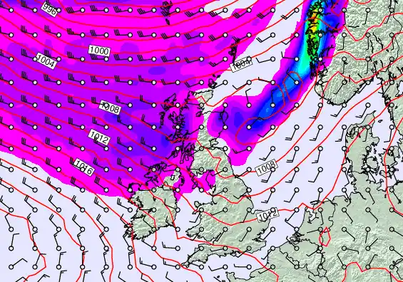 United Kingdom forecast chart for Monday, March 23rd, 2026 at 12:00 AM