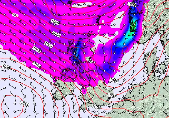 United Kingdom forecast chart for Monday, March 23rd, 2026 at 6:00 AM