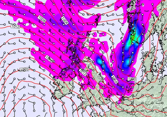 United Kingdom forecast chart for Monday, March 23rd, 2026 at 12:00 PM