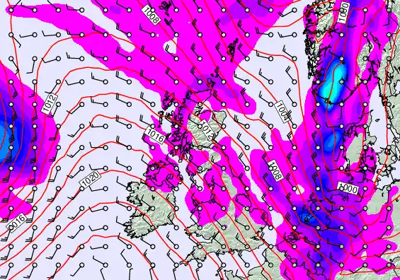 United Kingdom forecast chart for Monday, March 23rd, 2026 at 6:00 PM