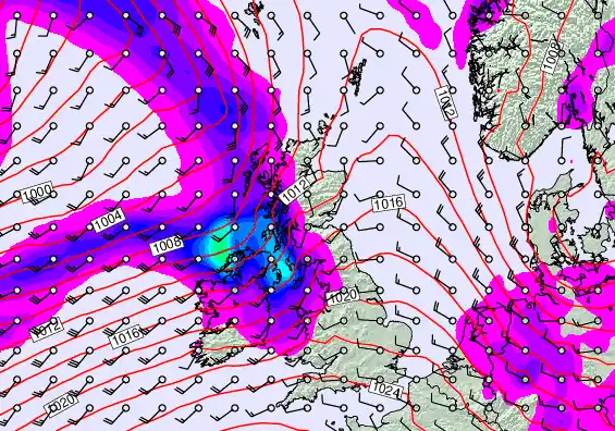 United Kingdom forecast chart for Tuesday, March 24th, 2026 at 12:00 PM