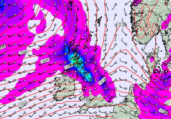 United Kingdom forecast chart for Tuesday, March 24th, 2026 at 6:00 PM