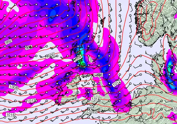 United Kingdom forecast chart for Wednesday, March 25th, 2026 at 12:00 AM