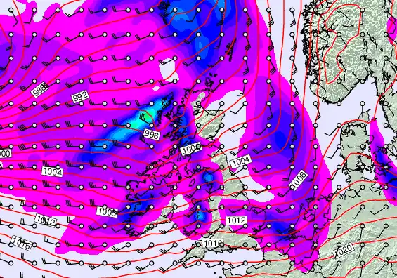 United Kingdom forecast chart for Wednesday, March 25th, 2026 at 6:00 AM