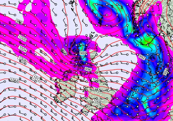 United Kingdom forecast chart for Thursday, March 26th, 2026 at 12:00 AM