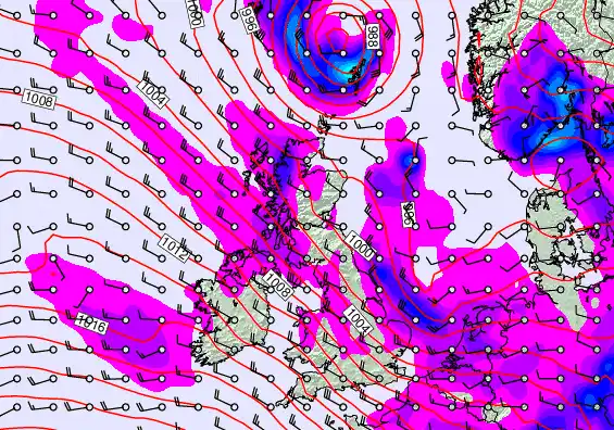 United Kingdom forecast chart for Thursday, March 26th, 2026 at 12:00 PM