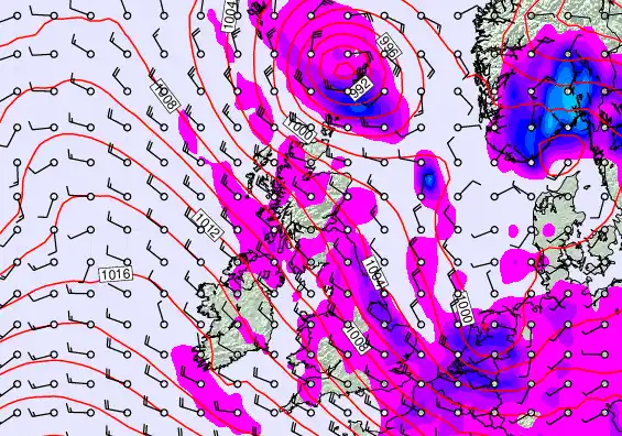 United Kingdom forecast chart for Thursday, March 26th, 2026 at 6:00 PM