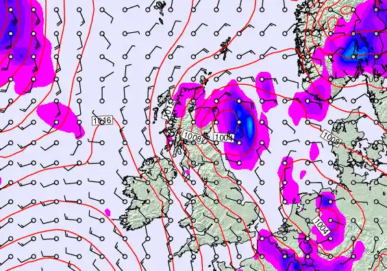 United Kingdom forecast chart for Friday, March 27th, 2026 at 6:00 AM