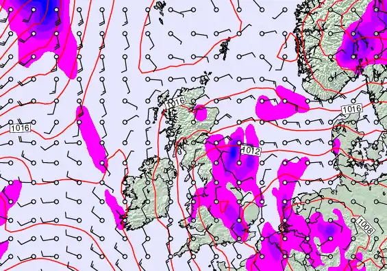 United Kingdom forecast chart for Friday, March 27th, 2026 at 12:00 PM