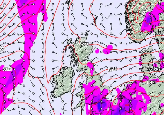 United Kingdom forecast chart for Friday, March 27th, 2026 at 6:00 PM