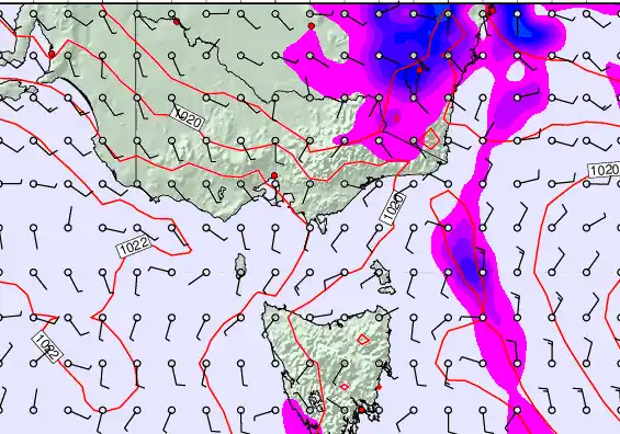 Victoria & Tasmania forecast chart for Thursday, March 19th, 2026 at 12:00 AM