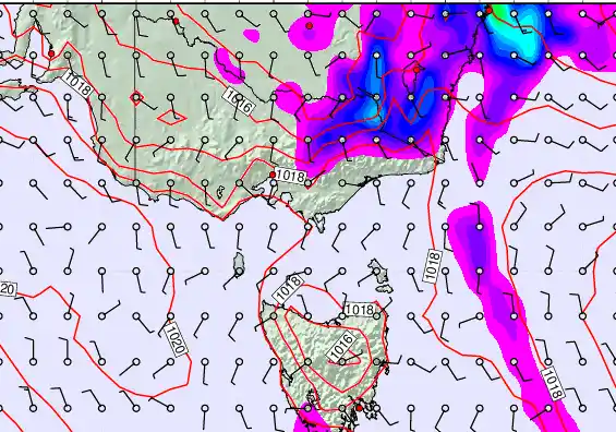 Victoria & Tasmania forecast chart for Thursday, March 19th, 2026 at 6:00 AM