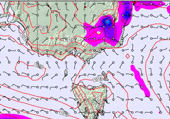 Victoria & Tasmania forecast chart for Friday, March 20th, 2026 at 6:00 AM