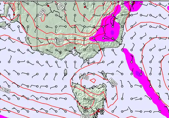 Victoria & Tasmania forecast chart for Friday, March 20th, 2026 at 12:00 PM