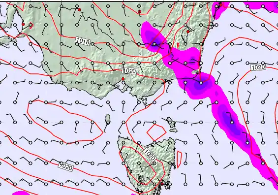 Victoria & Tasmania forecast chart for Friday, March 20th, 2026 at 6:00 PM