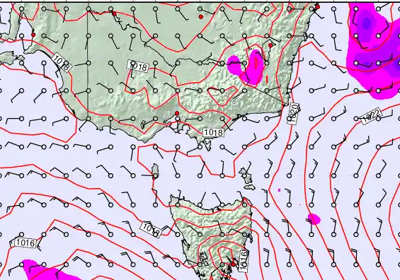 Victoria & Tasmania forecast chart for Sunday, March 22nd, 2026 at 6:00 AM