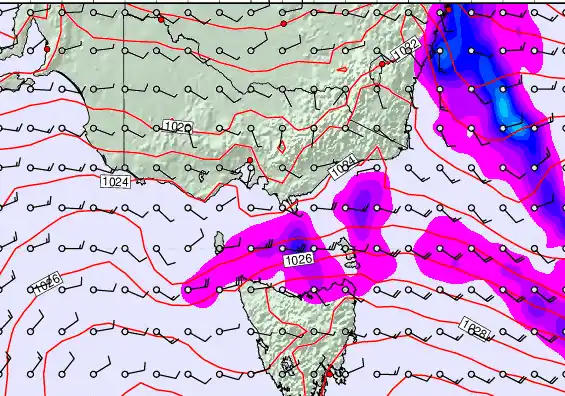 Victoria & Tasmania forecast chart for Tuesday, March 24th, 2026 at 12:00 AM