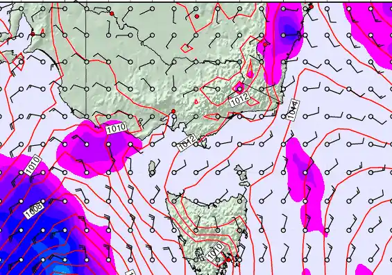 Victoria & Tasmania forecast chart for Wednesday, March 25th, 2026 at 6:00 AM