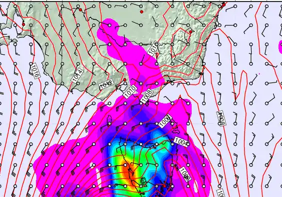 Victoria & Tasmania forecast chart for Wednesday, March 25th, 2026 at 6:00 PM