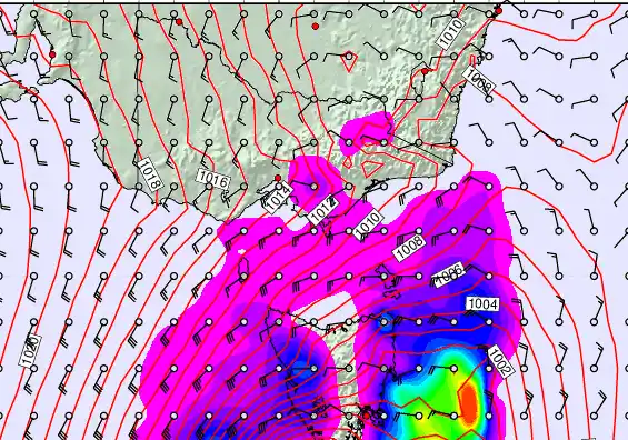 Victoria & Tasmania forecast chart for Thursday, March 26th, 2026 at 12:00 AM
