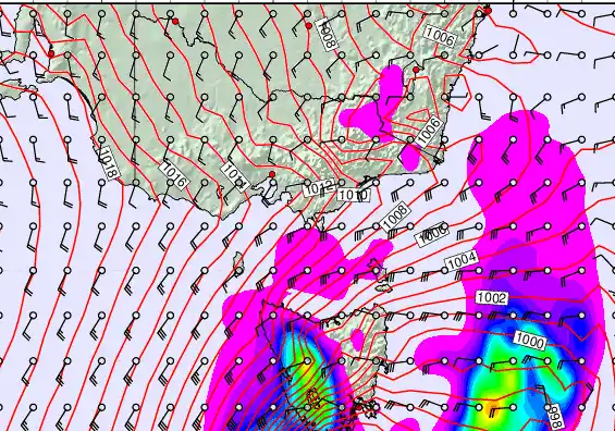 Victoria & Tasmania forecast chart for Thursday, March 26th, 2026 at 6:00 AM