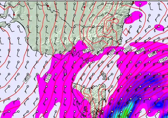 Victoria & Tasmania forecast chart for Friday, March 27th, 2026 at 12:00 AM