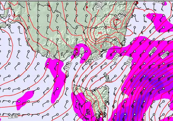 Victoria & Tasmania forecast chart for Friday, March 27th, 2026 at 6:00 AM