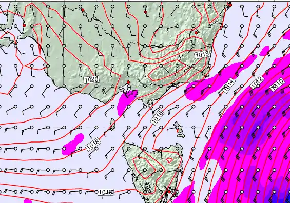 Victoria & Tasmania forecast chart for Friday, March 27th, 2026 at 12:00 PM