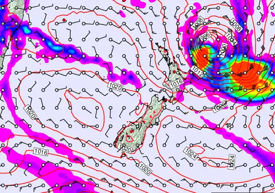New Zealand forecast chart for Thursday, March 19th, 2026 at 12:00 AM