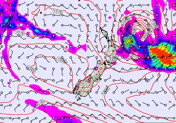 New Zealand forecast chart for Thursday, March 19th, 2026 at 6:00 AM