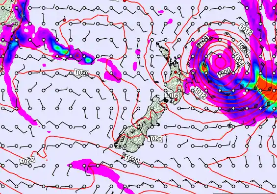 New Zealand forecast chart for Thursday, March 19th, 2026 at 12:00 PM