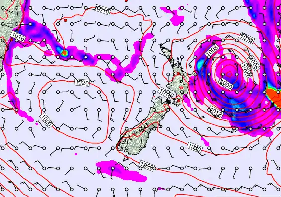New Zealand forecast chart for Thursday, March 19th, 2026 at 6:00 PM