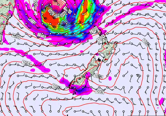 New Zealand forecast chart for Tuesday, March 24th, 2026 at 6:00 PM