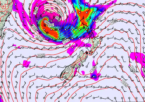 New Zealand forecast chart for Wednesday, March 25th, 2026 at 6:00 AM