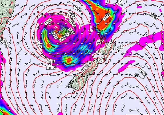 New Zealand forecast chart for Thursday, March 26th, 2026 at 12:00 AM